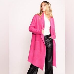 Hot Pink Long Open Front Coat Pink Martini